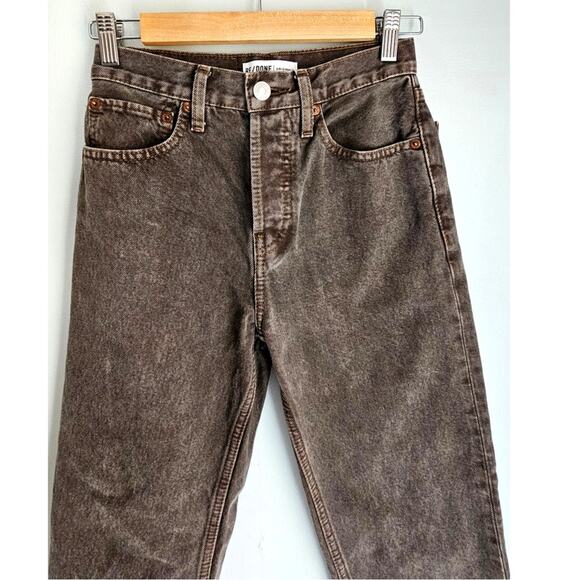 RE/DONE Originals Stove Pipe Jeans in Washed Chocolate, Button fly New, Sz 23 - Picture 12 of 12